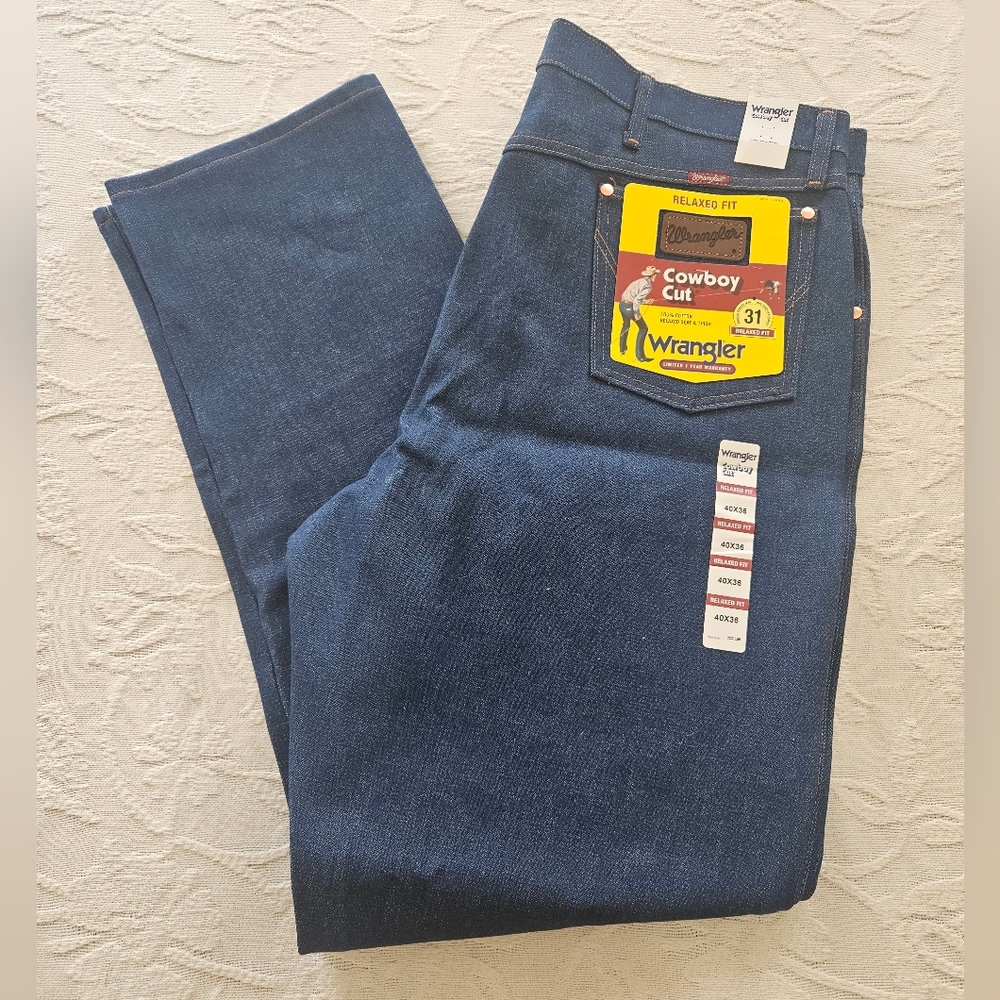 Wrangler Dark Blue Cowboy Cut Jeans New 40x36 1031mwzdn